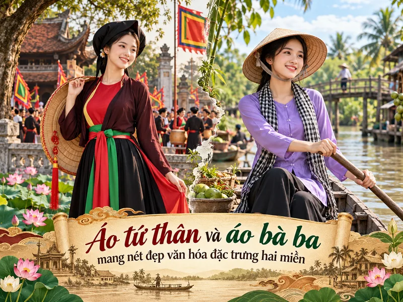 Áo tứ thân và áo bà ba mang nét đẹp văn hóa đặc trưng hai miền