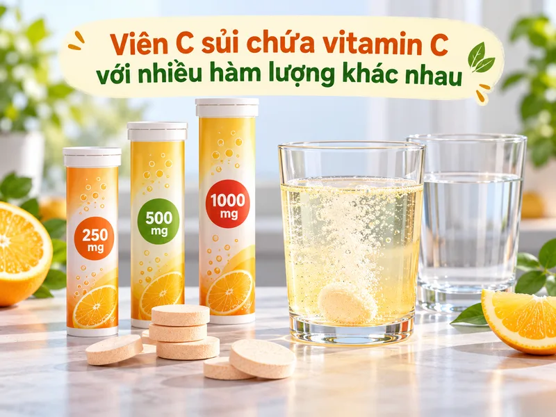 Viên C sủi chứa vitamin C với nhiều hàm lượng khác nhau